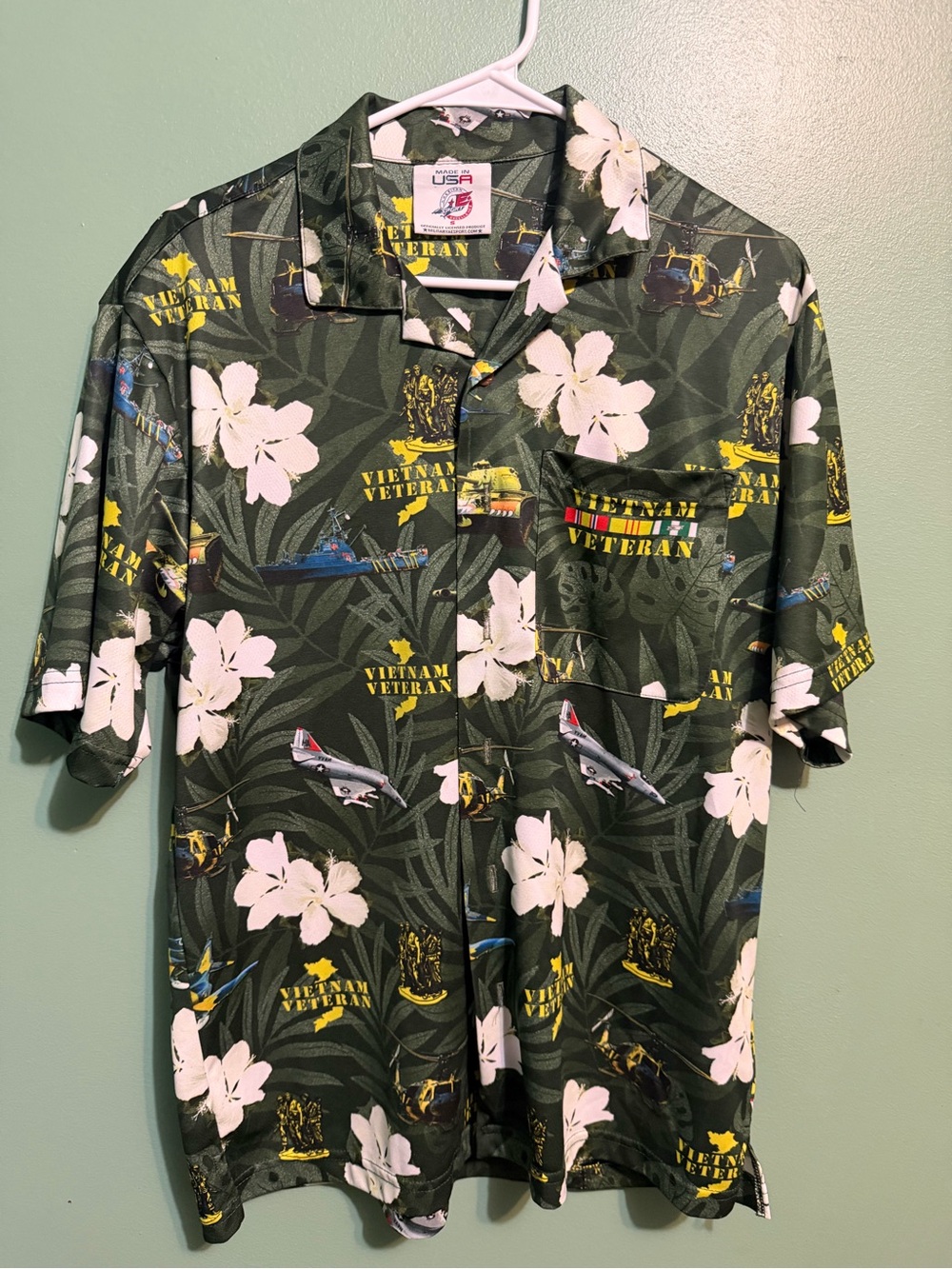 Vietnam Veteran Floral Camp Shirt - Green